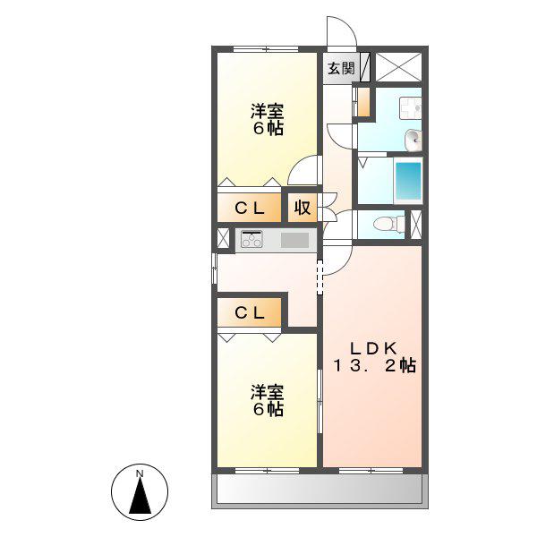 グランシャリオ(2LDK/2階)の間取り写真