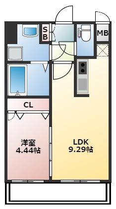 CALM RIVIERE箱崎(1LDK/4階)の間取り写真