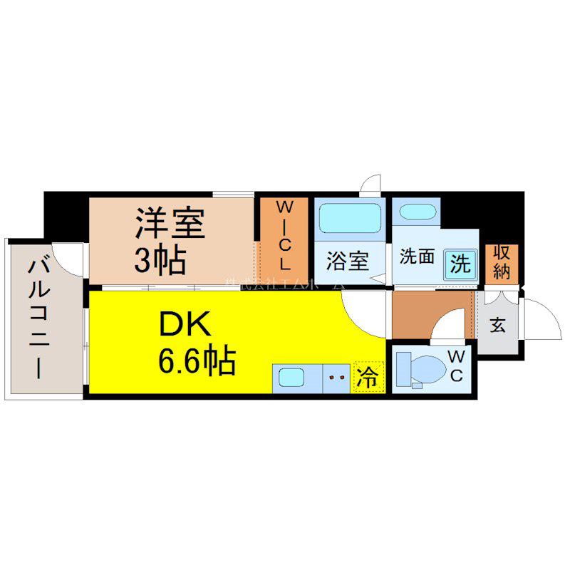 ISM平安通(1DK/7階)の間取り写真