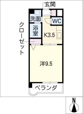 アベニールM(1K/2階)の間取り写真