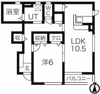 アヴェンションハウス(1LDK/1階)の間取り写真