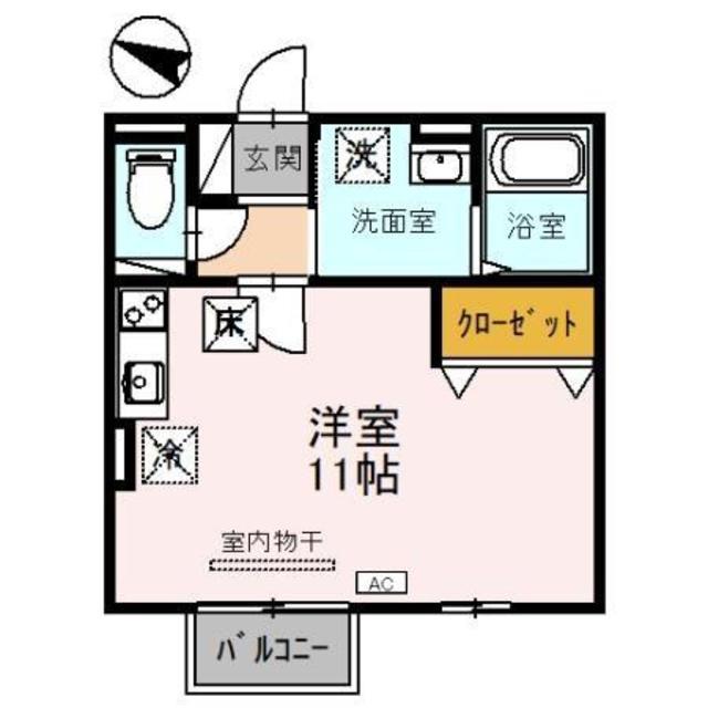 グランディール・M(ワンルーム/2階)の間取り写真