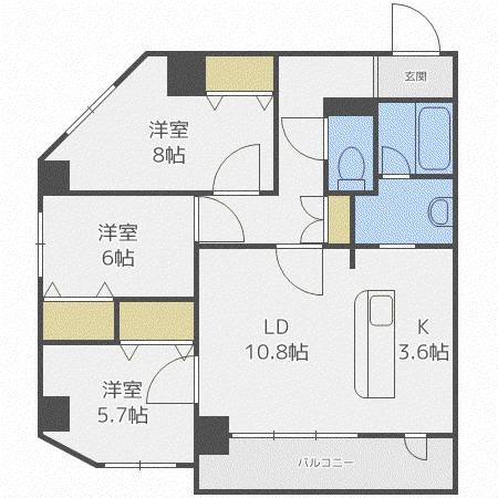 トミイビル宮の森NO77(3LDK/3階)の間取り写真