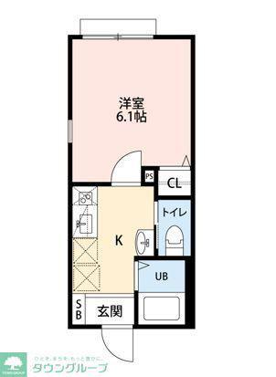 SENOくぬぎ山(1K/2階)の間取り写真