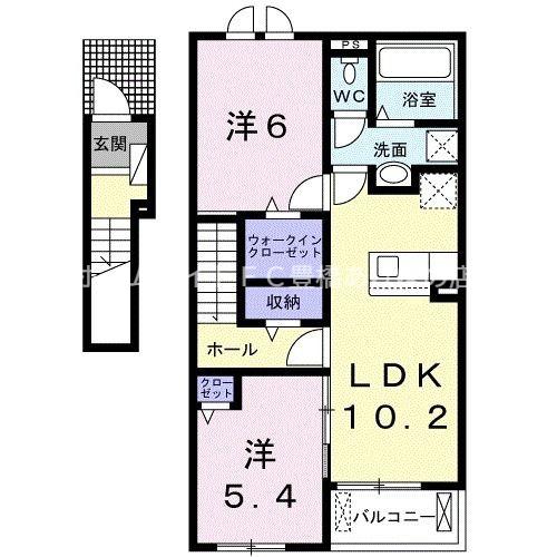 パークサイドベル II(2LDK/2階)の間取り写真