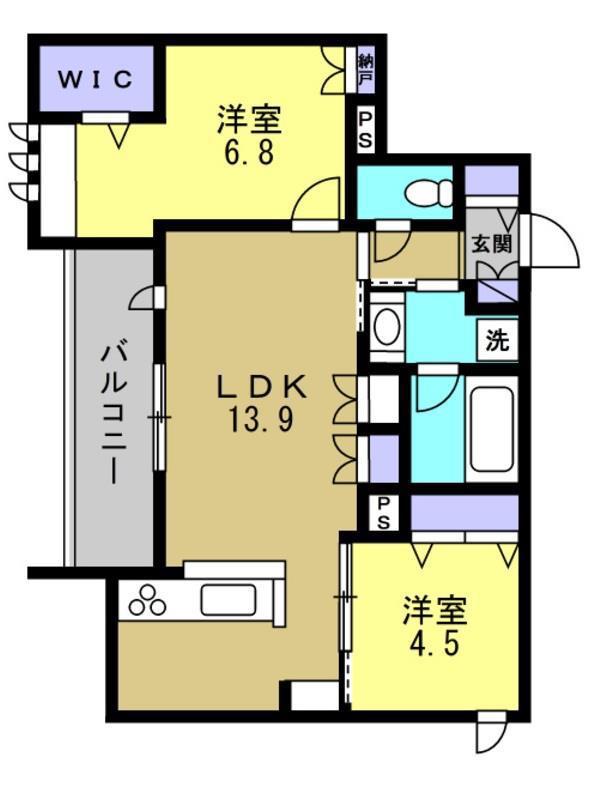 ベル アントレ 西宮(2LDK/3階)の間取り写真