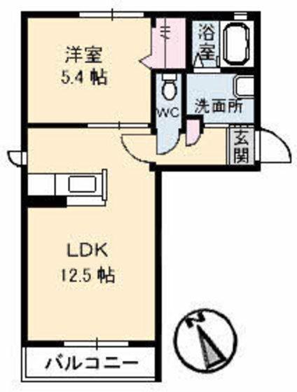 エクセル南桜が丘(1LDK/2階)の間取り写真