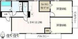 グランドゥールスード B棟(2LDK/2階)の間取り写真