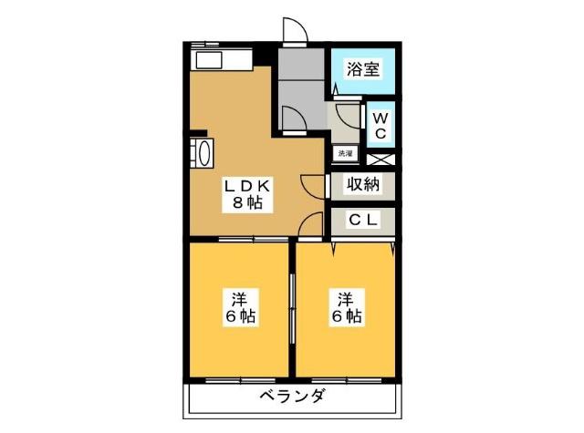 柿沢ハイツB(2LDK/2階)の間取り写真