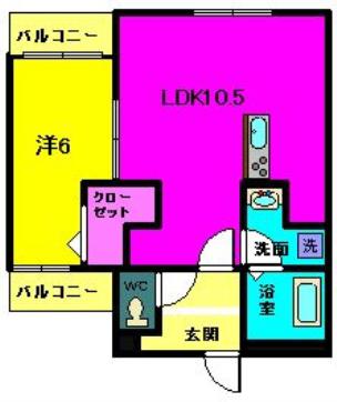 プレミアムSORA(1LDK/2階)の間取り写真