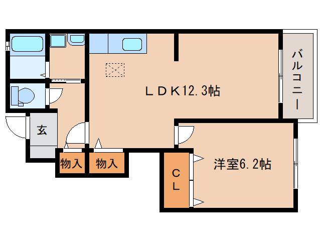 ボヌールA(1LDK/1階)の間取り写真