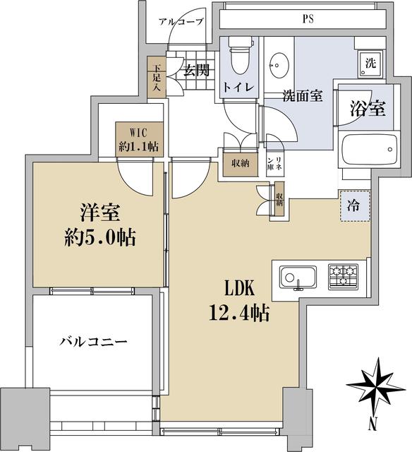 ワールドシティータワーズ(1LDK/39階)の間取り写真