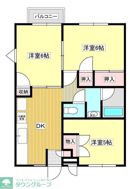 フジハイツA棟(3DK/2階)の間取り写真