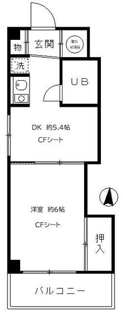 シロス蓮沼(1DK/6階)の間取り写真
