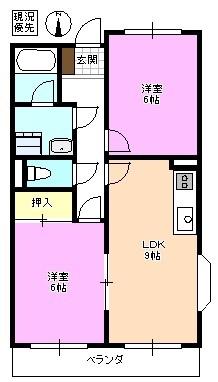 ファミーユ鎌倉(2LDK/3階)の間取り写真