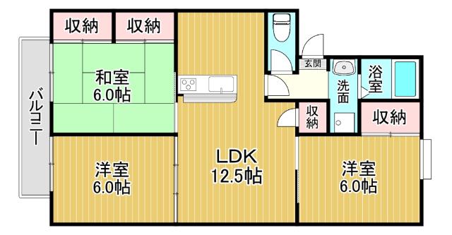 SHAMROCK A棟(3LDK/1階)の間取り写真