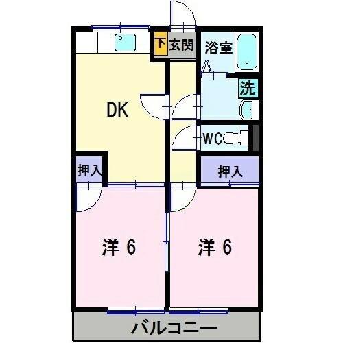 DWELL吉備路(2DK/2階)の間取り写真
