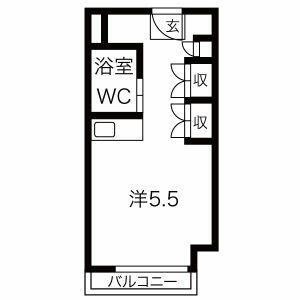 アミティ衣笠(ワンルーム/1階)の間取り写真