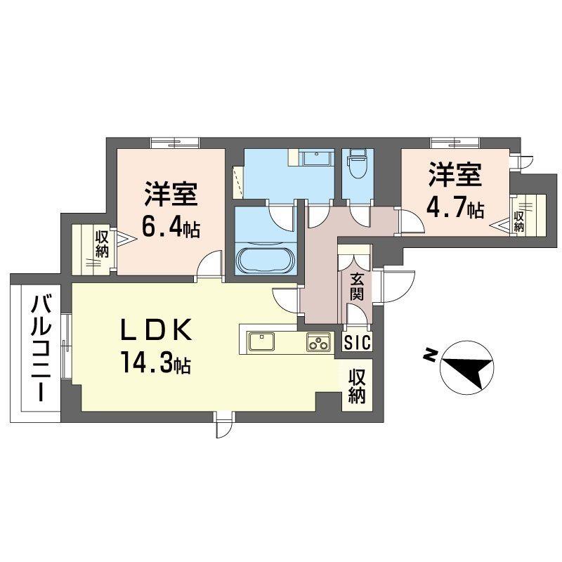 ルルブラン(2LDK/4階)の間取り写真