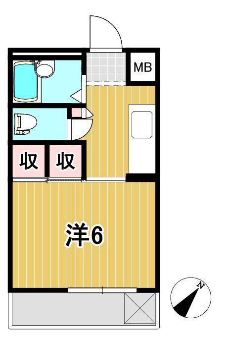 久下谷ハイツ(1K/1階)の間取り写真