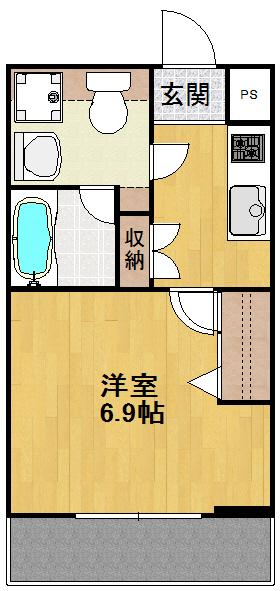 都営大江戸線 門前仲町駅 徒歩1分 10階建 築19年(1K/3階)の間取り写真