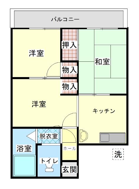 みすず荘(3K/2階)の間取り写真