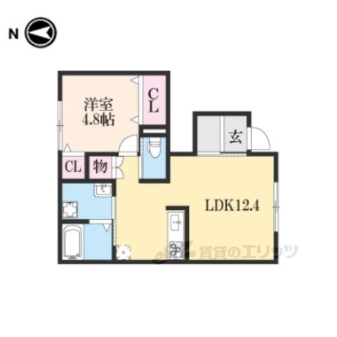 ビーグルスクエアA棟(1LDK/1階)の間取り写真