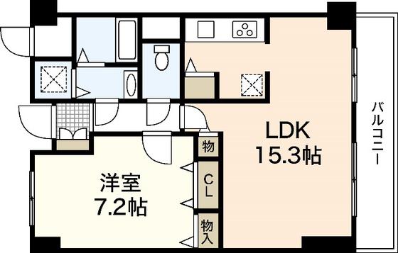 ソシア中筋(1LDK/2階)の間取り写真