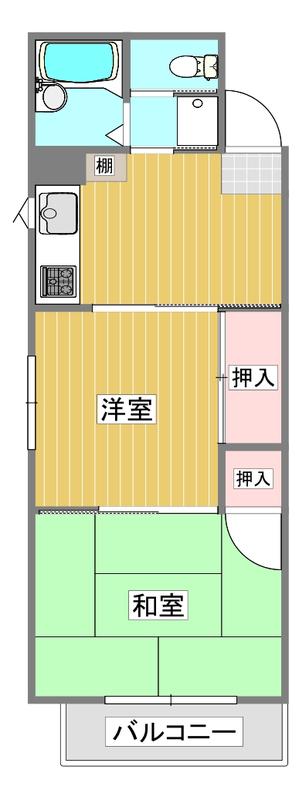 プレアール山坂(2K/4階)の間取り写真