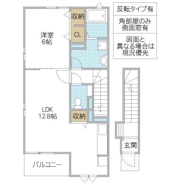 チヨ タウンC(1LDK/2階)の間取り写真