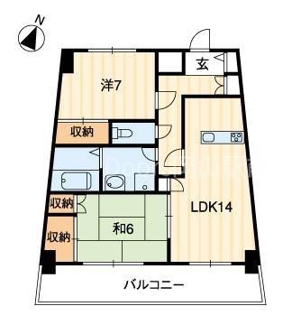 エクセルメゾン岡山(2LDK/8階)の間取り写真
