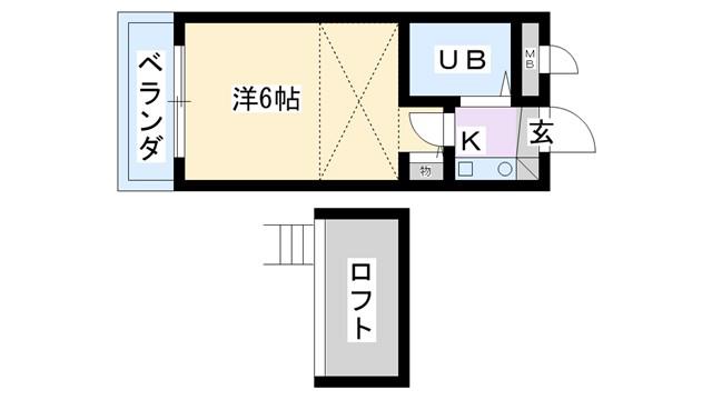 シティパレス郡山P-1-B(1K/2階)の間取り写真