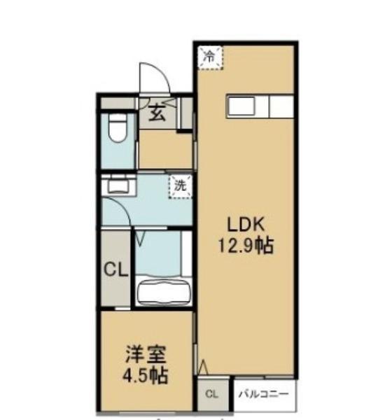GROWTH MATSUBASHI(1LDK/1階)の間取り写真