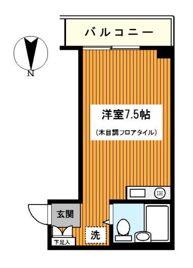 シンワハイツ(ワンルーム/3階)の間取り写真