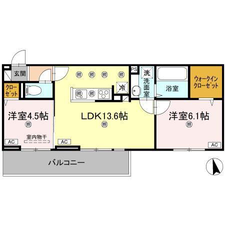 メテオラ(2LDK/2階)の間取り写真