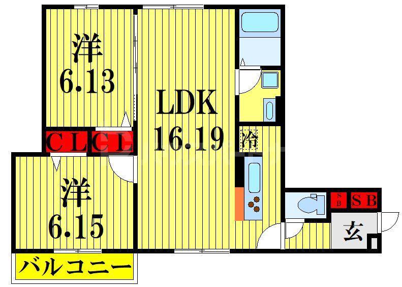 グラナーダ西新井(2LDK/1階)の間取り写真
