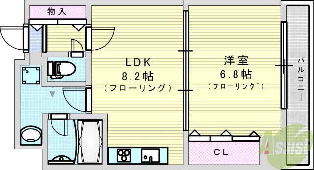ミドエストツダ(1LDK/2階)の間取り写真