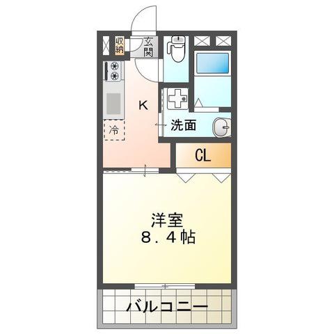 JR紀勢本線 松阪駅 徒歩20分 3階建 築9年(1K/3階)の間取り写真