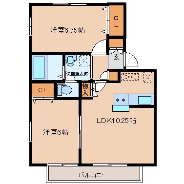 アミティエII番館(2LDK/2階)の間取り写真