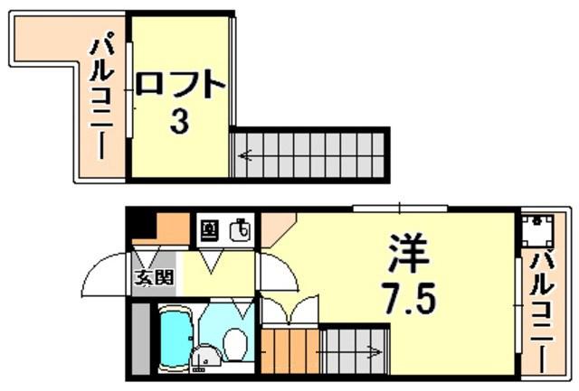 サンパレス21六甲Ⅱ(1K/3階)の間取り写真