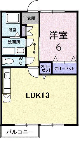 アメニティタウン(1LDK/1階)の間取り写真
