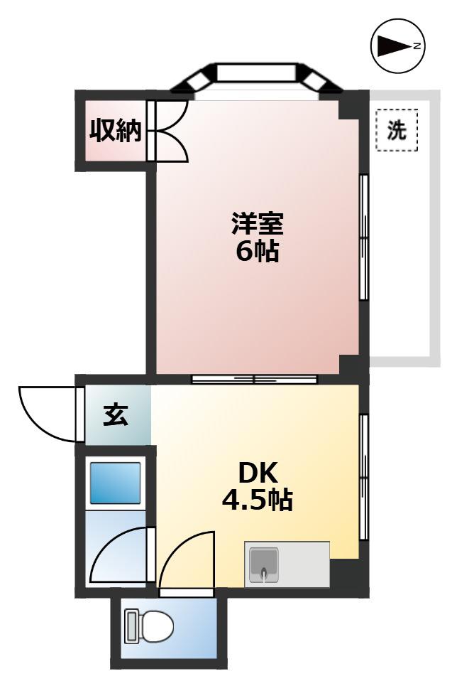 メゾン薗田(1DK/3階)の間取り写真