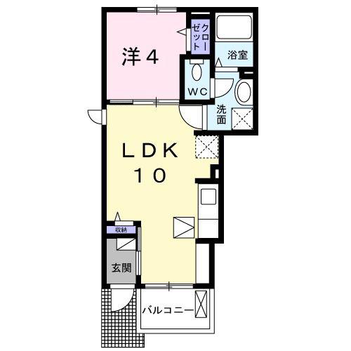 パヴァーヌI(1LDK/1階)の間取り写真
