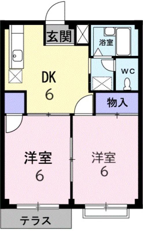 ウィングス21(2DK/1階)の間取り写真