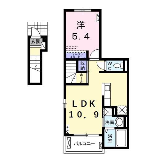 PBコンフォート(1LDK/2階)の間取り写真