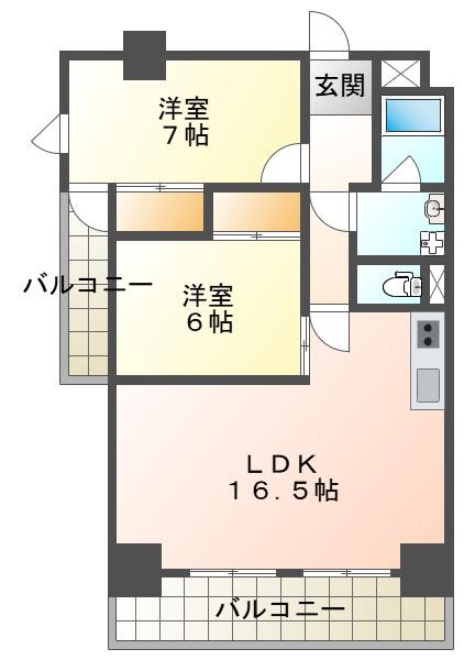 サンライズ垂水(2LDK/4階)の間取り写真