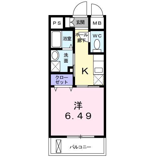 キアーラ(1K/4階)の間取り写真