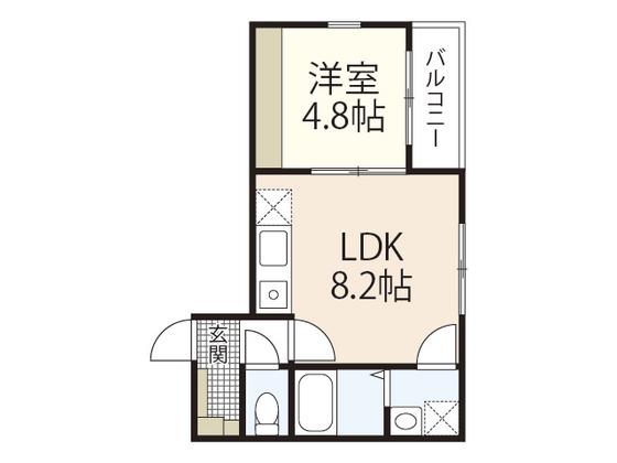 リノリノアパートメントWITHB棟(1LDK/1階)の間取り写真