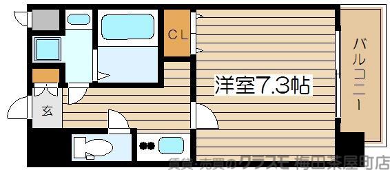 カスタリア新梅田(1K/2階)の間取り写真