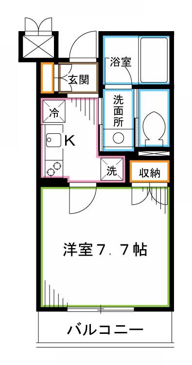 フラッツΑ中野通(1K/1階)の間取り写真